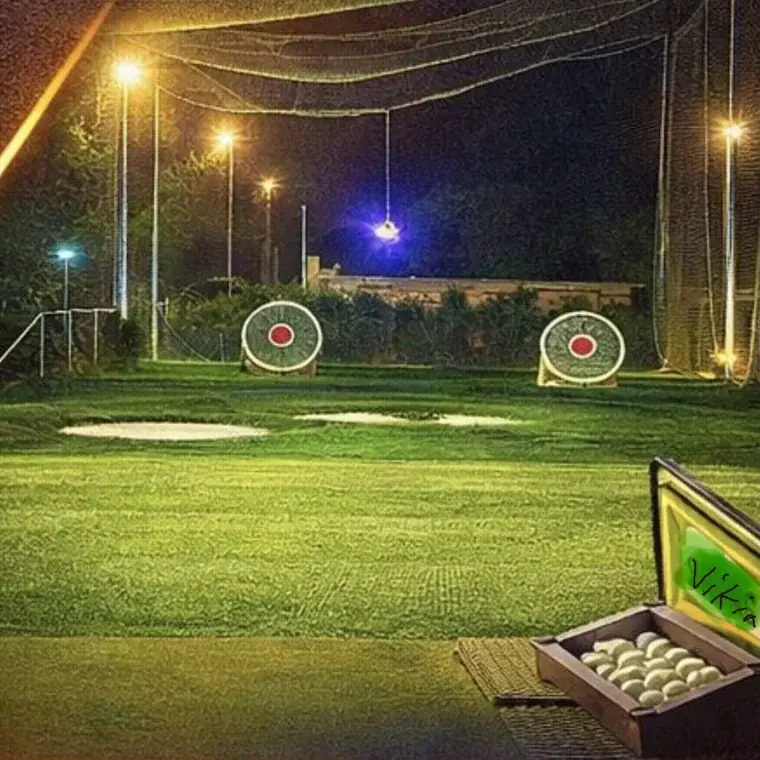 Viking19 Golf Pub driving range gece görünümü